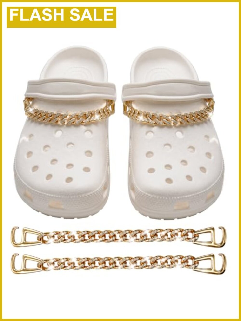 Rhinestone Cuban Link Shoe Charms Clog Chain Beaded Accessories